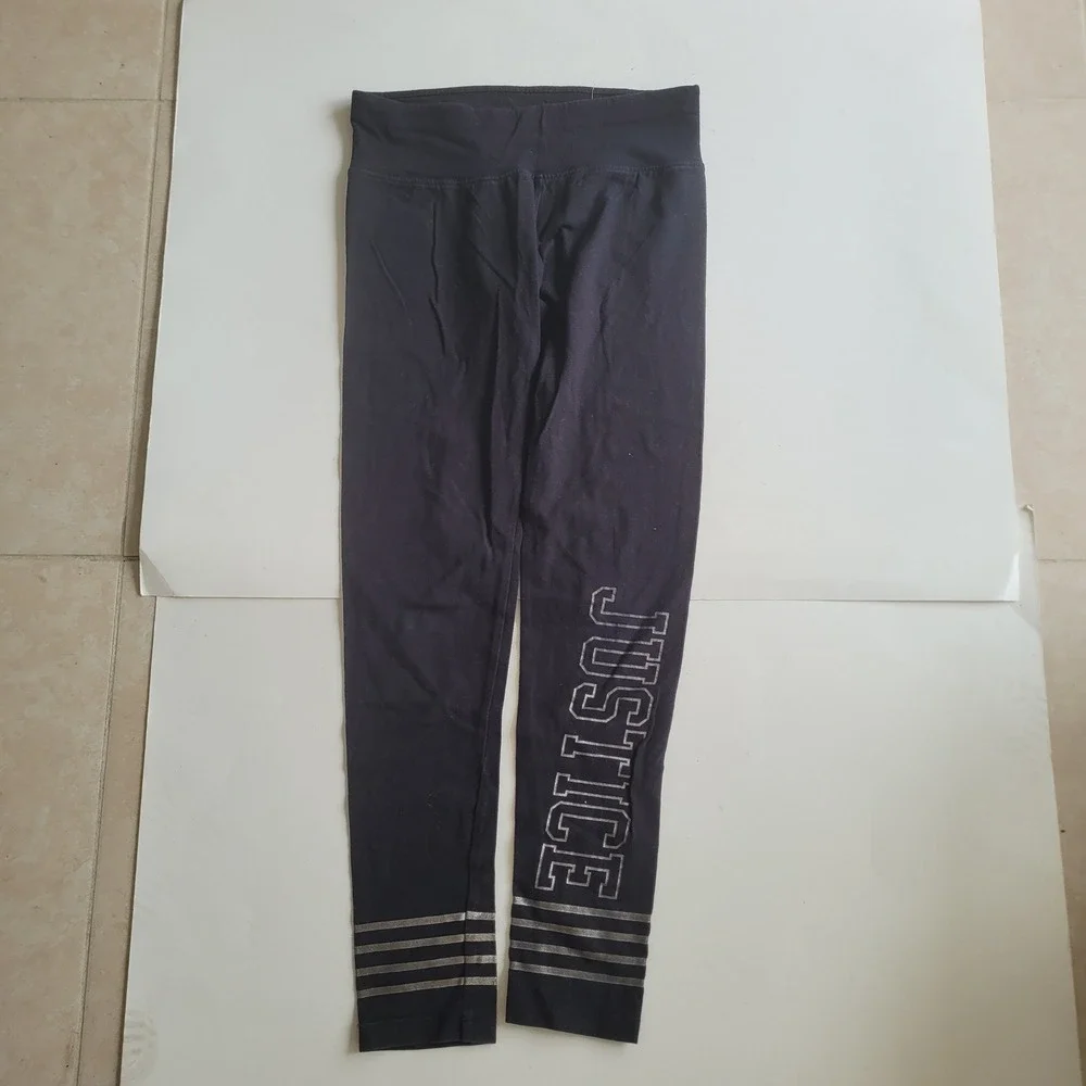Justice Girls Leggings Lot of 6 Size 12 Tie Dye Floral Butterfly Black Gray Blue